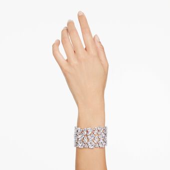 swarovski mesmera bracelet  mixed cuts  white  rhodium plated
