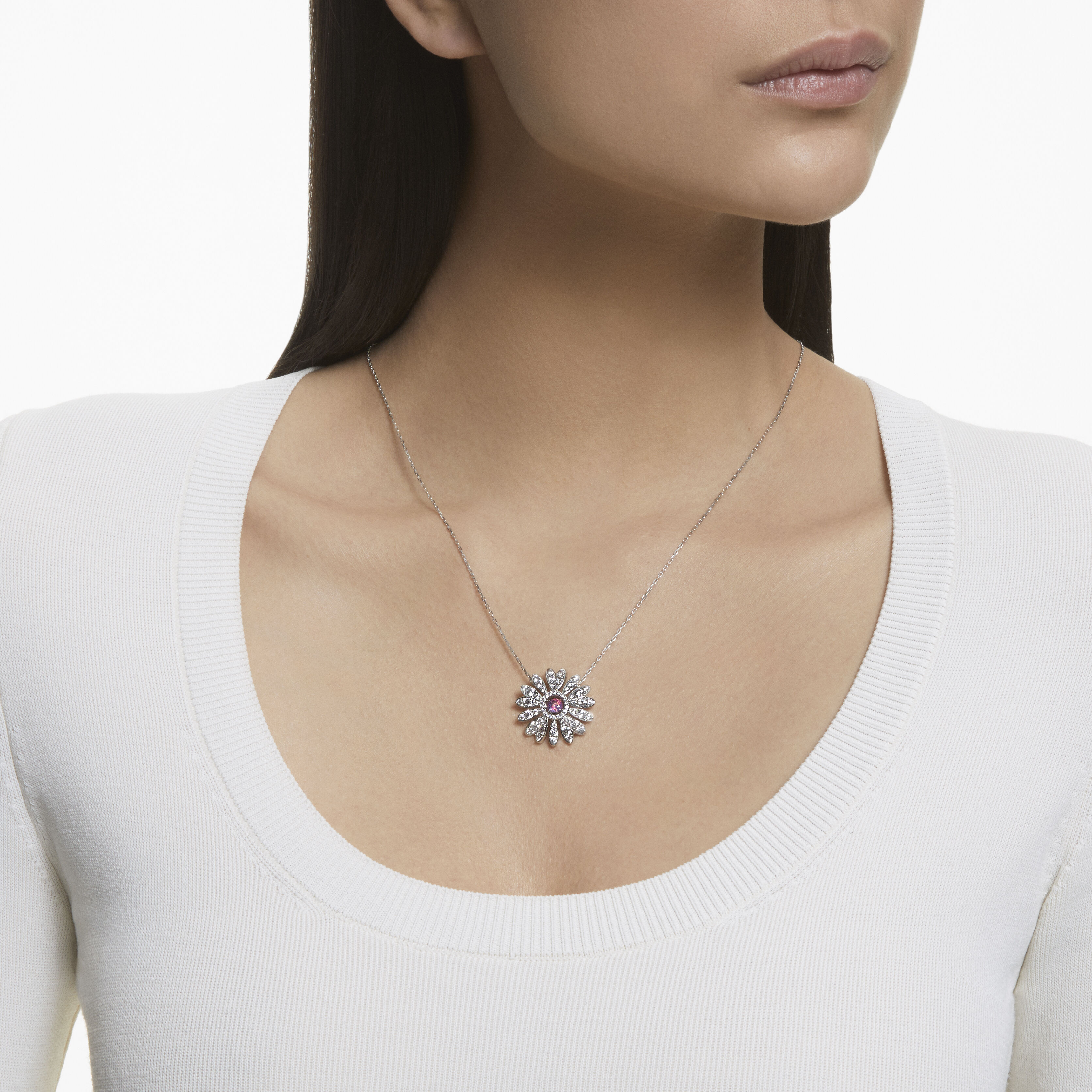 Swarovski lotus discount flower necklace