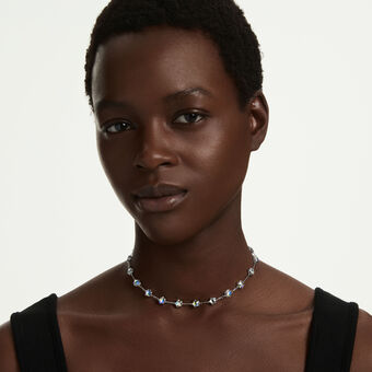 swarovski chroma necklace  mixed cuts  star  white  rhodium plated