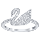 swarovski iconic swan ring swan white rhodium plated