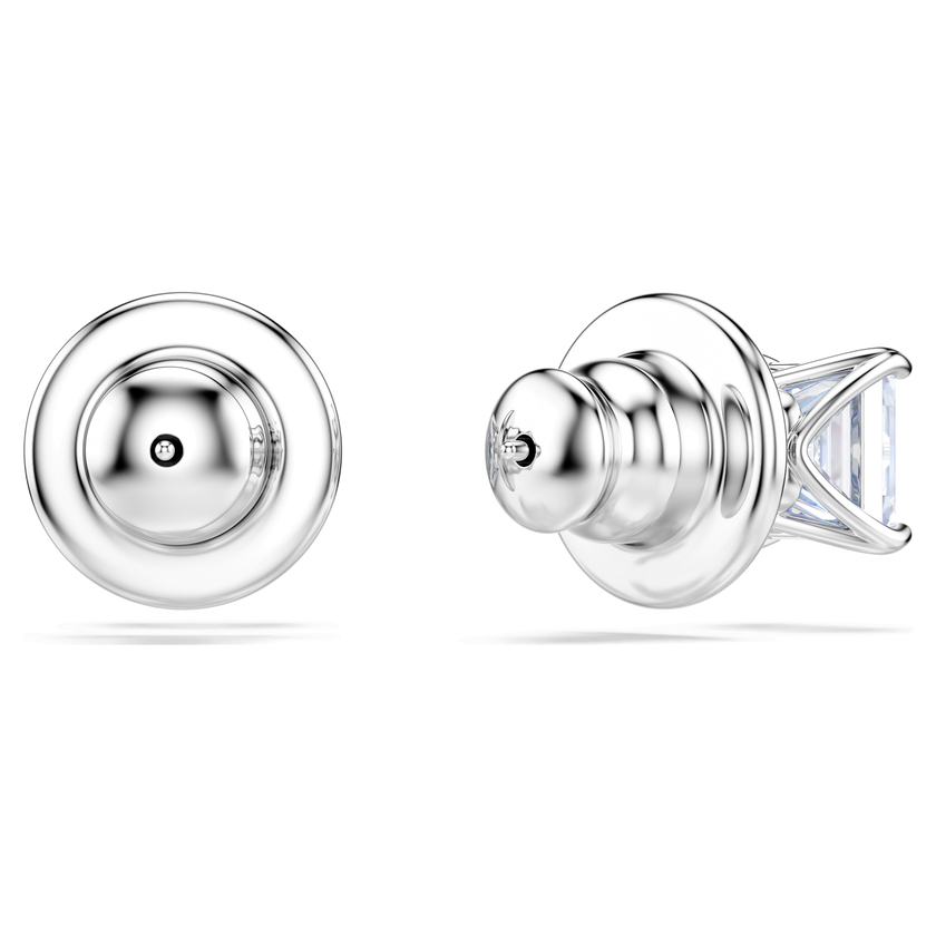 swarovski matrix stud earrings  square cut  blue  rhodium plated