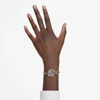 swarovski matrix bangle watch  swiss made  crystal bracelet  gray  rose gold tone finish