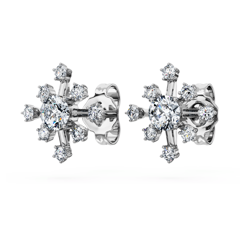 swarovski galaxy stud earrings  lab grown diamonds 0 5 ct tw  round shape  18k white gold