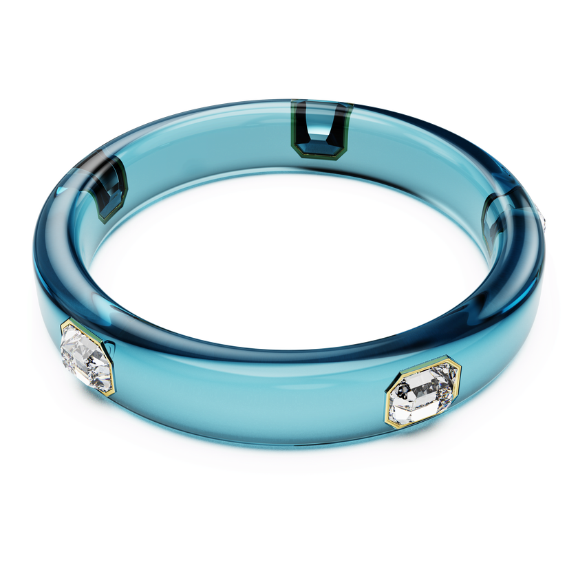 swarovski dulcis bangle  octagon cut  blue  gold tone plated