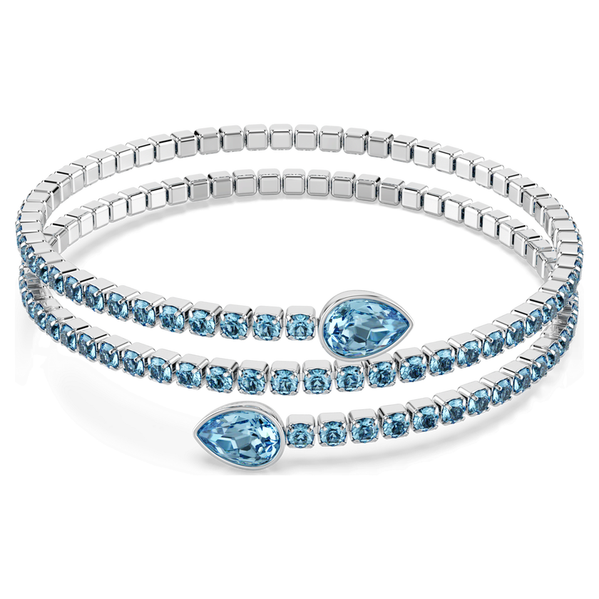 swarovski twisty cuff  mixed cuts  blue  rhodium plated