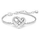 Matrix bracelet, Heart, White, Rhodium plated