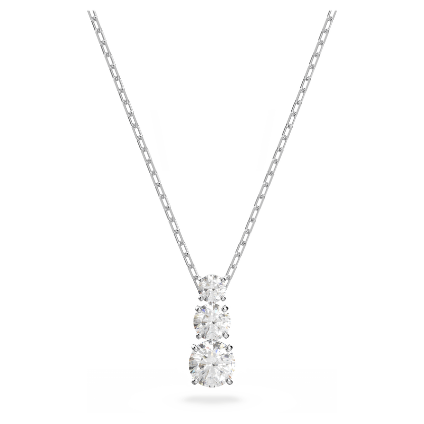 swarovski stilla attract pendant  round cut  white  rhodium plated