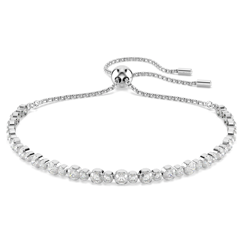 swarovski matrix tennis bracelet  mixed round cuts  white  rhodium plated