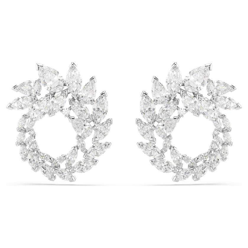 swarovski mesmera hoop earrings  marquise cut  white  rhodium plated