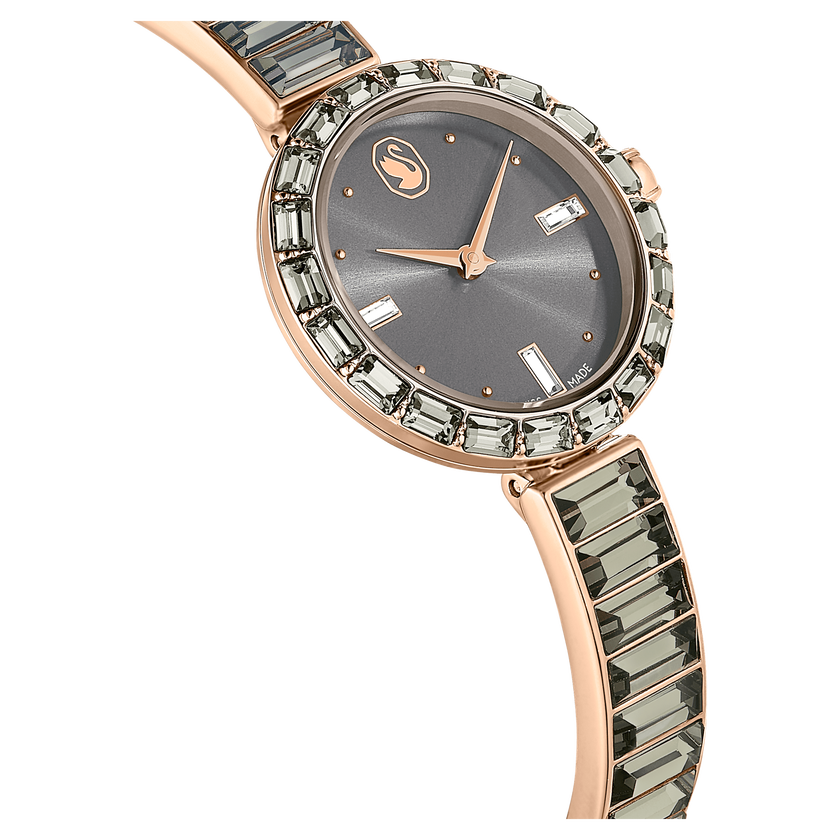 swarovski matrix bangle watch  swiss made  crystal bracelet  gray  rose gold tone finish