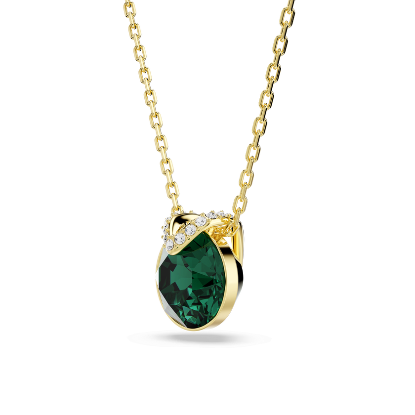 swarovski bella v pendant  round cut  green  18k gold finish