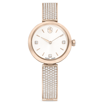 swarovski illumina watch swiss made metal bracelet gold tone champagne gold tone finish