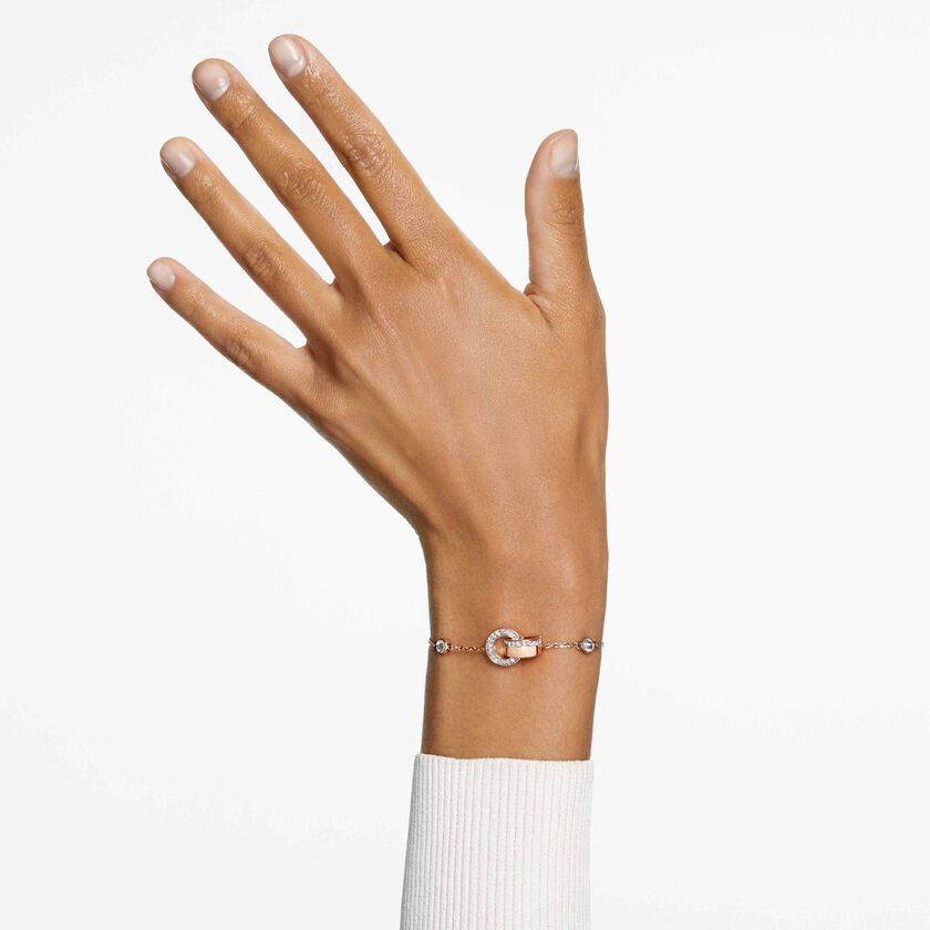 swarovski hollow bracelet  white  rose gold tone plated