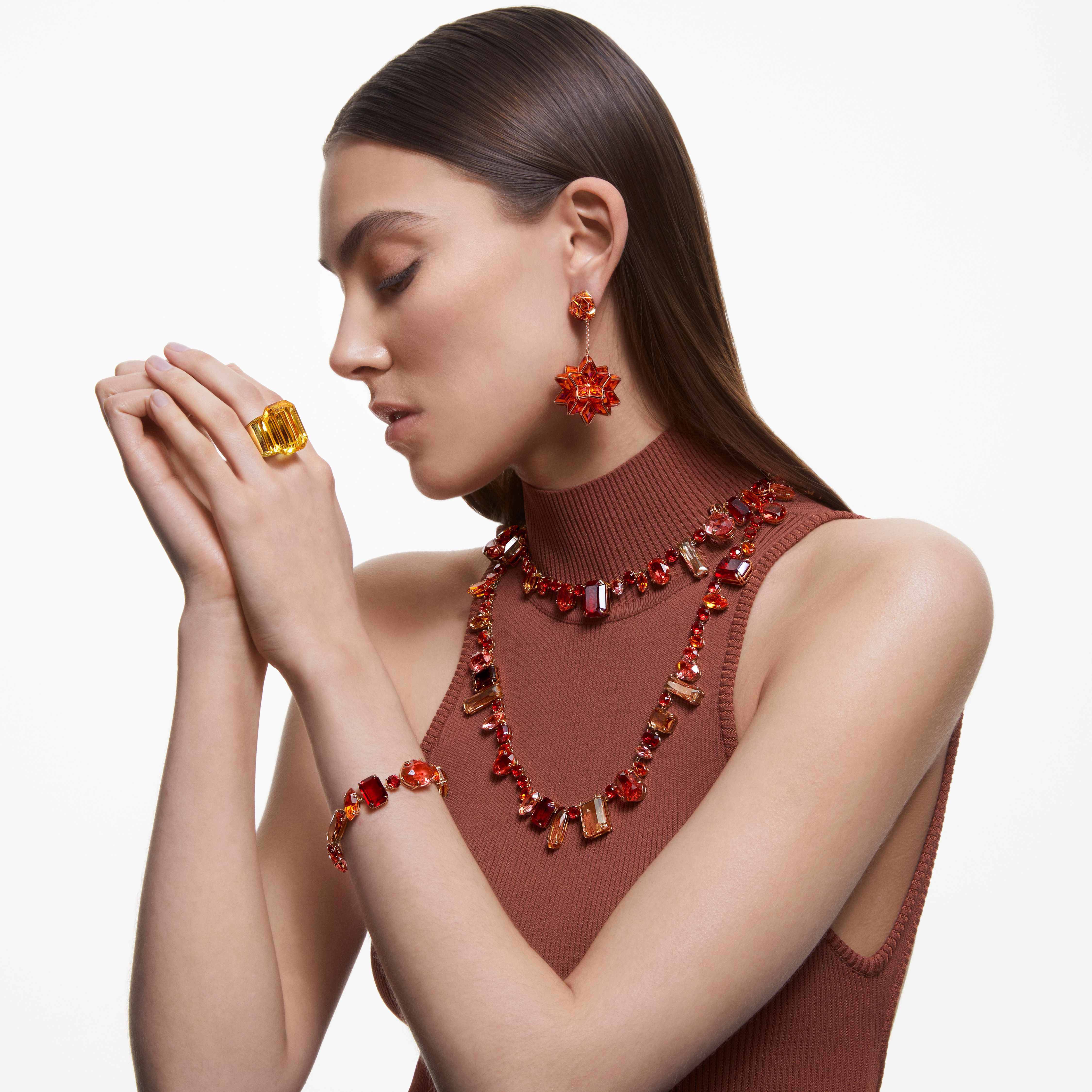 swarovski lucent cocktail ring  yellow