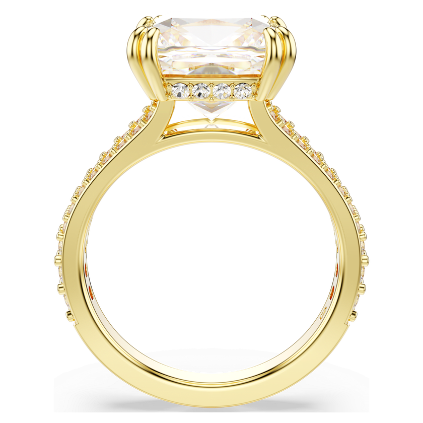 swarovski stilla cocktail ring  square cut  white  gold tone plated