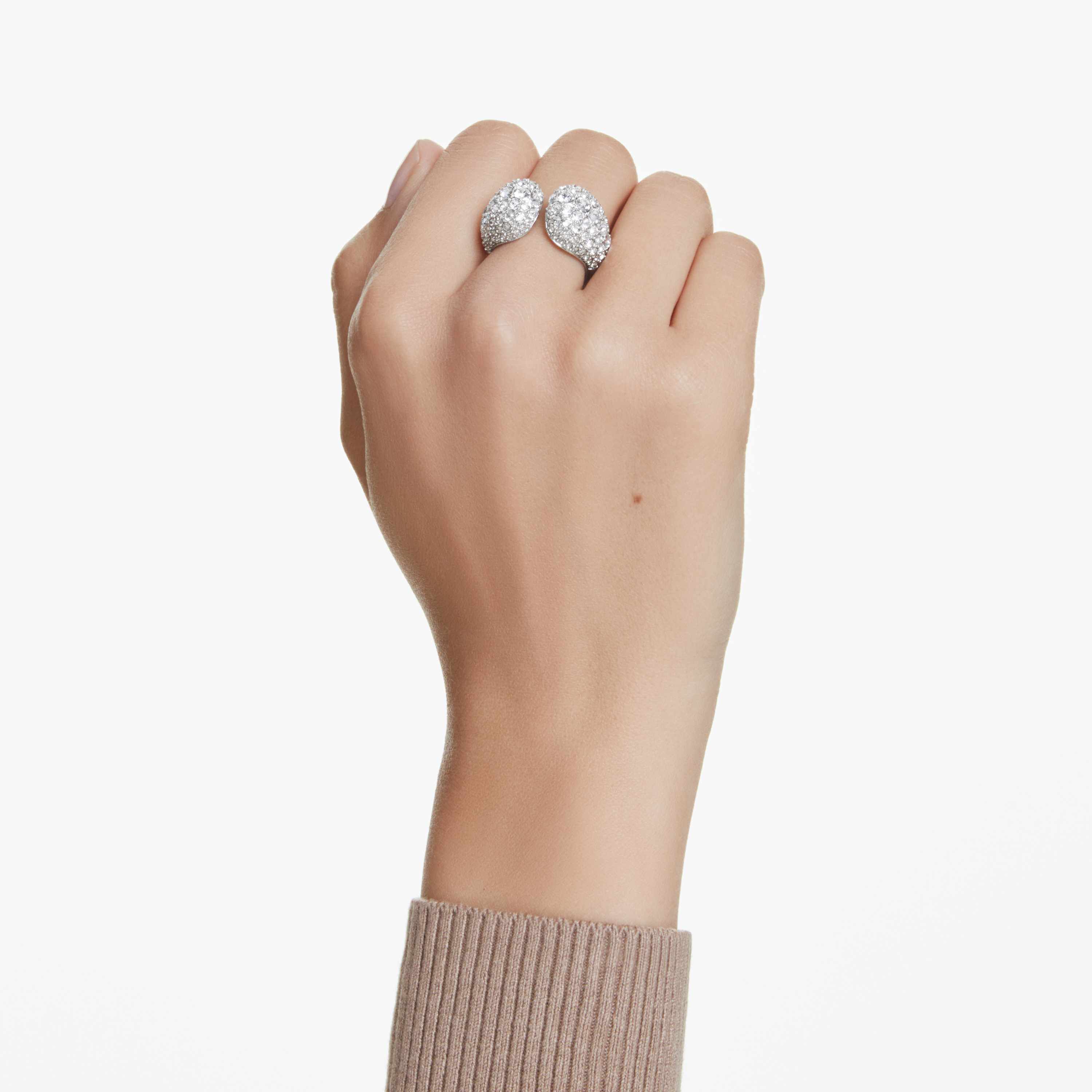 swarovski sublima cocktail ring  round cut  white  rhodium plated