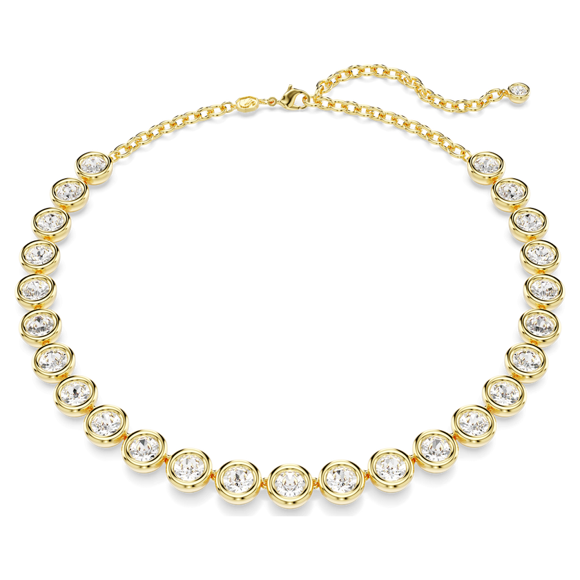 swarovski imber necklace  round cut  white  gold tone plated