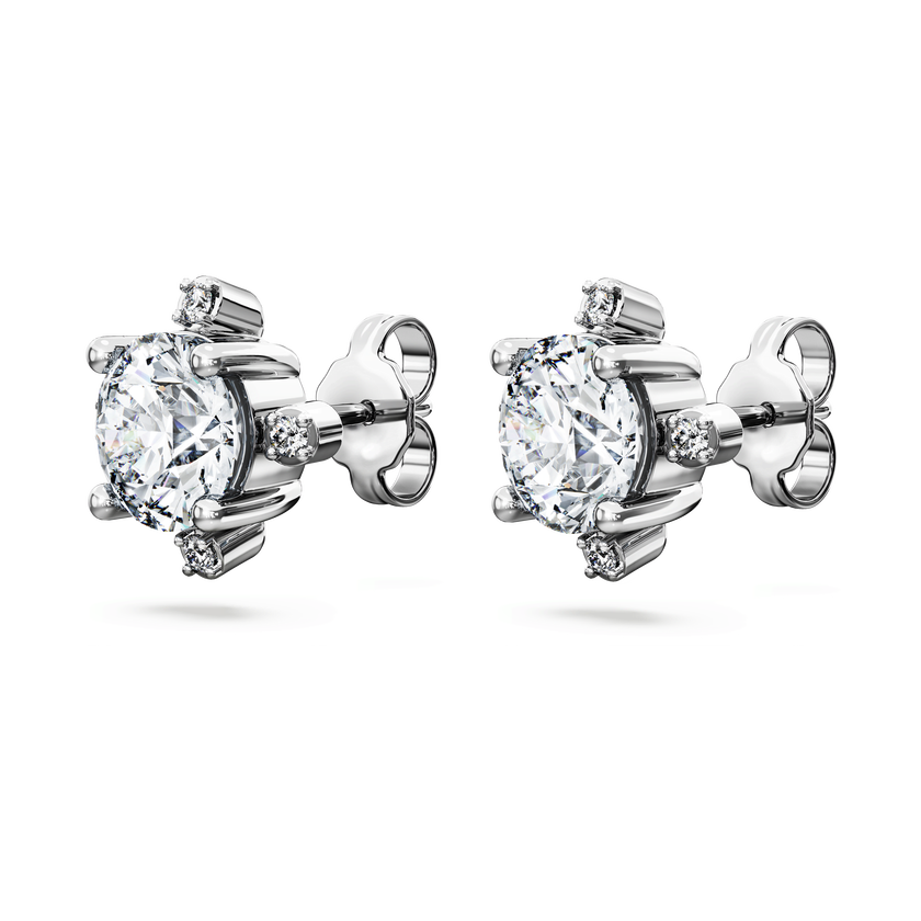 swarovski galaxy stud earrings  lab grown diamonds 2 1 ct tw  round shape  18k white gold