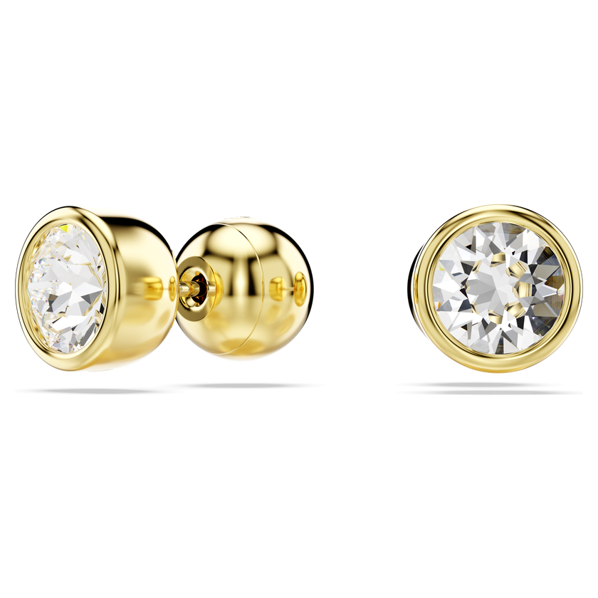 swarovski imber stud earrings  round cut  white  gold tone plated