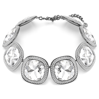 swarovski una angelic choker  cushion cut  white  ruthenium plated
