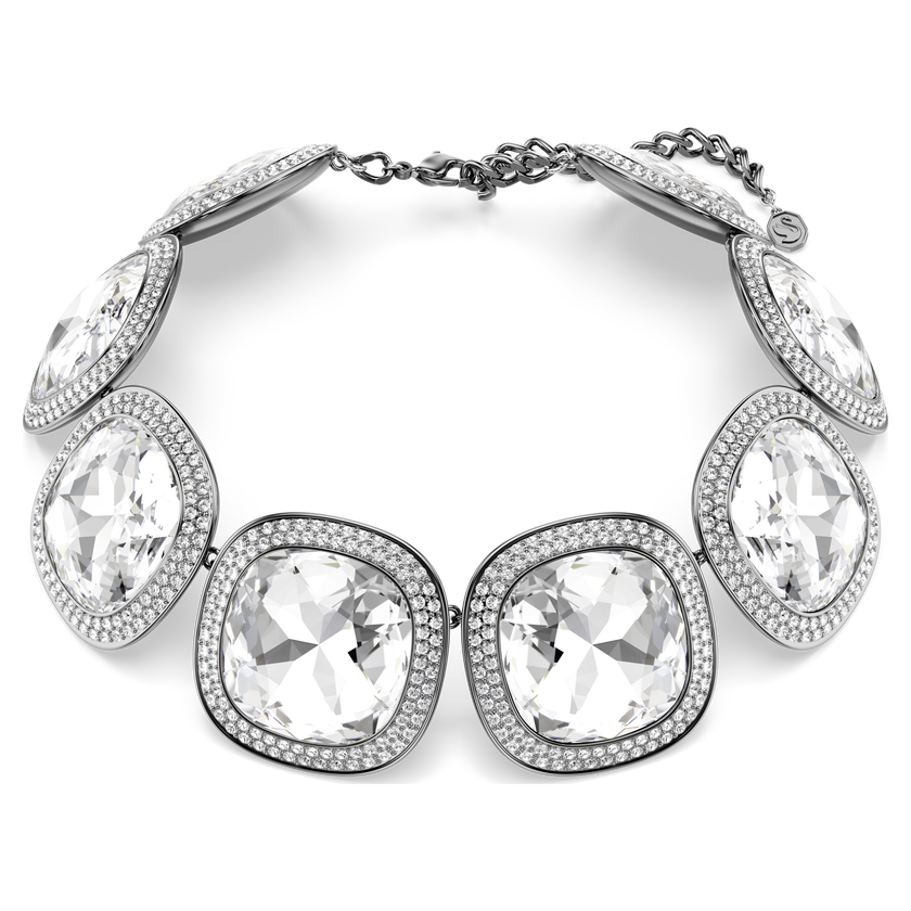 swarovski una angelic choker  cushion cut  white  ruthenium plated