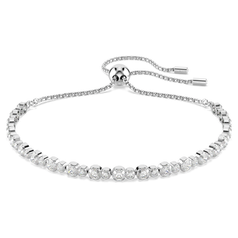 swarovski matrix tennis bracelet  mixed round cuts  white  rhodium plated
