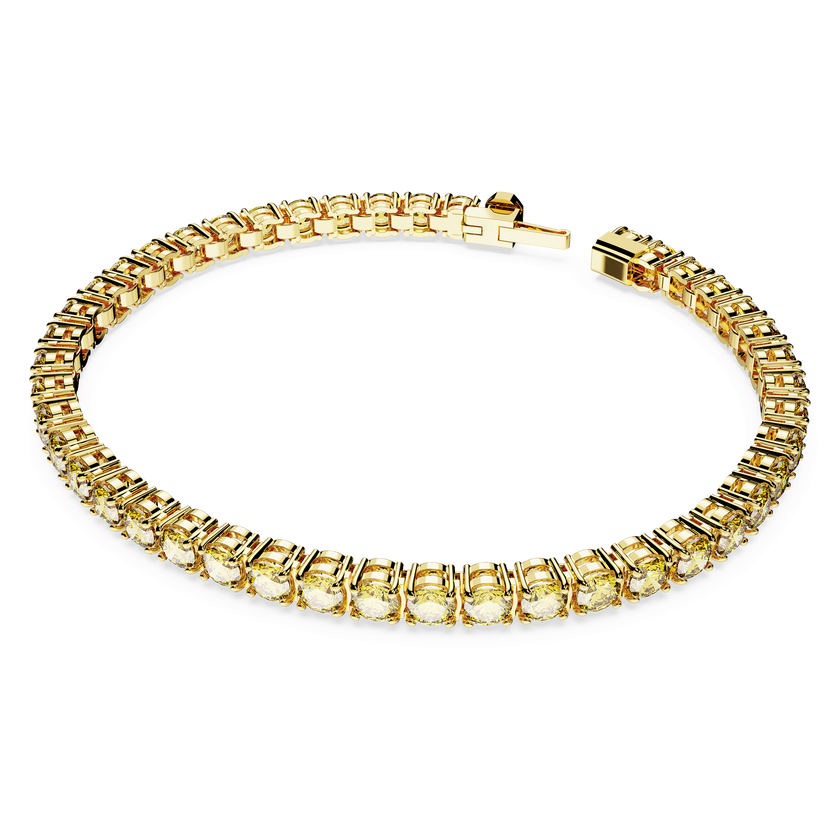 swarovski matrix tennis bracelet  round cut  yellow  gold tone plated