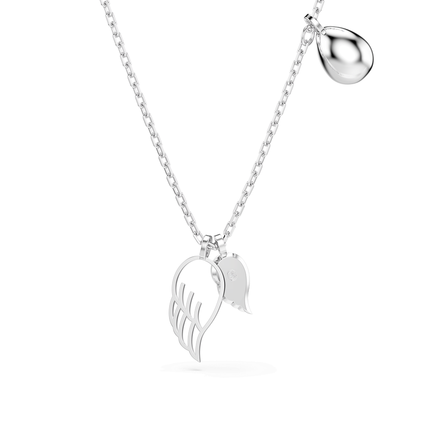 swarovski symbolica necklace  wing  blue  rhodium plated