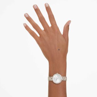 swarovski certa watch  swiss made  metal bracelet  gold tone  champagne gold tone finish