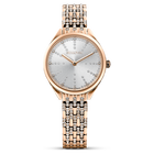 Attract watch, Metal bracelet, White, Rose-gold tone PVD