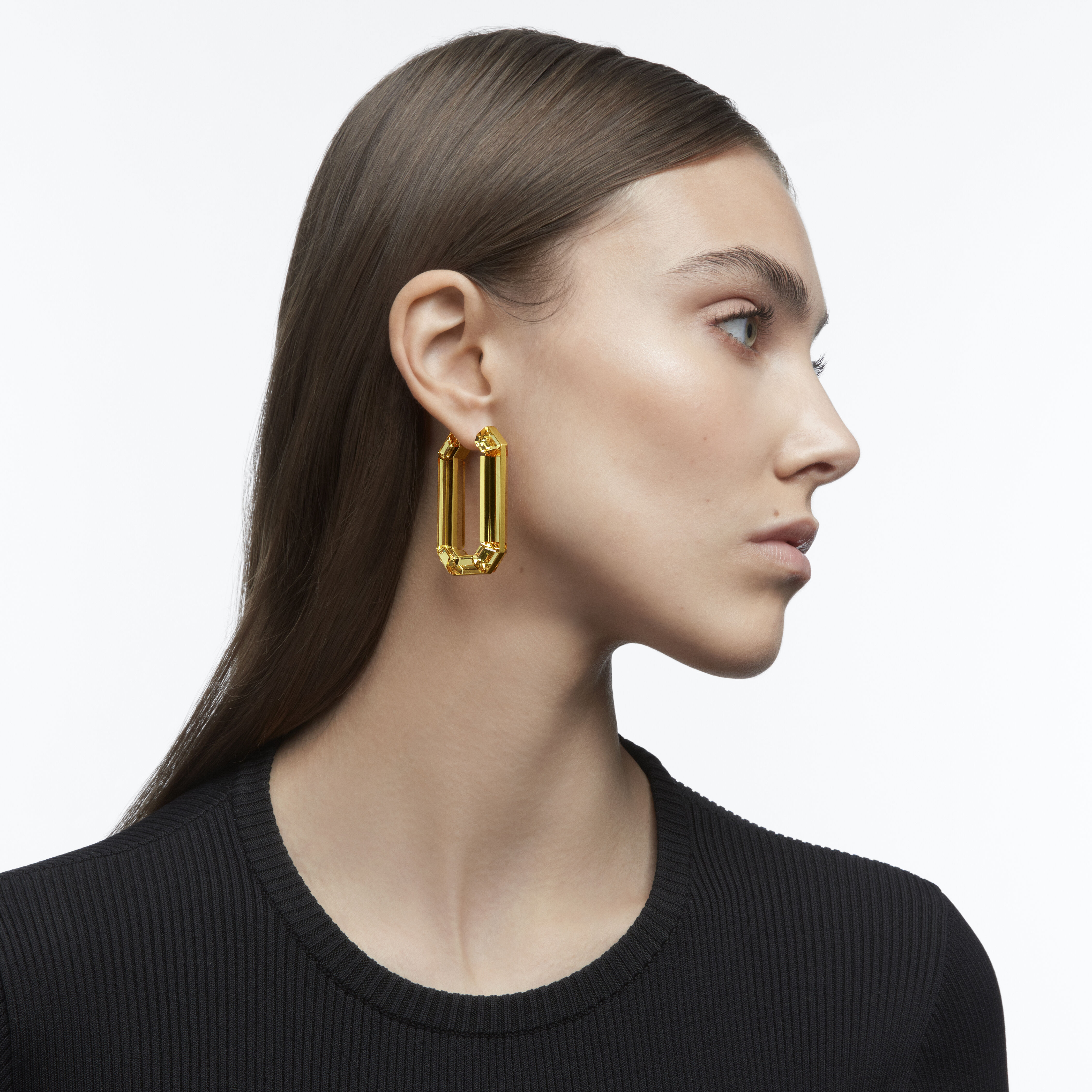 Buy Swarovski Lucent hoop earrings Yellow Rhodium plated