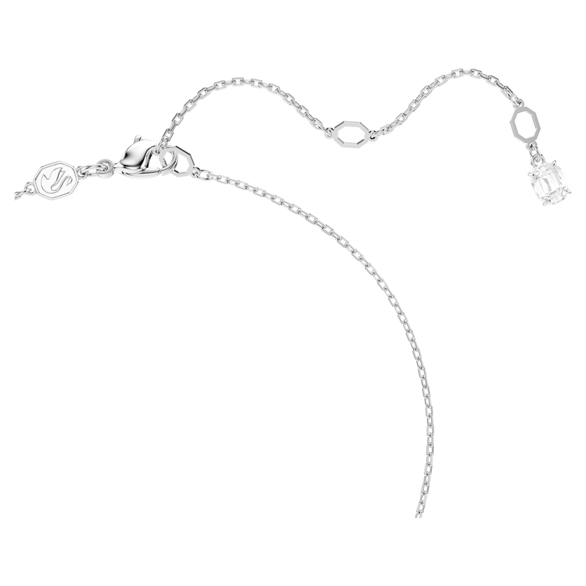 swarovski matrix pendant  crystal pearl  round cut  white  rhodium plated