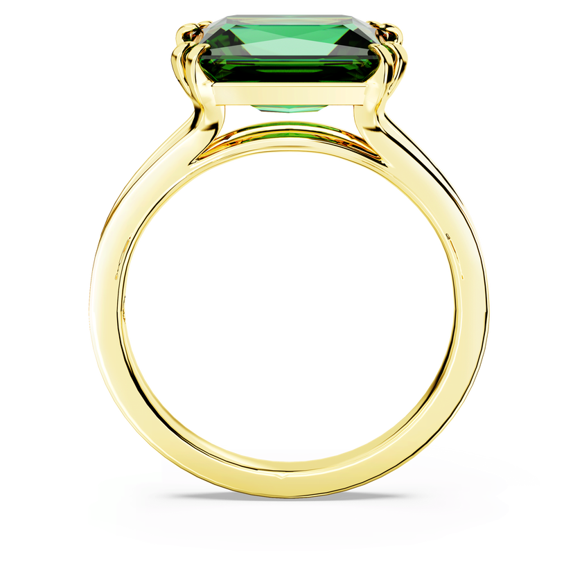 swarovski stilla cocktail ring  rectangular cut  green  gold tone plated