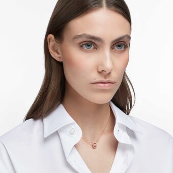 swarovski una set  octagon cut  pink  rose gold tone plated