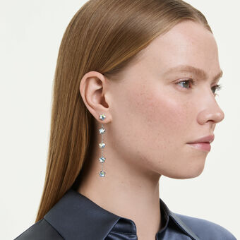 swarovski chroma earrings  mixed cuts  star  white  rhodium plated