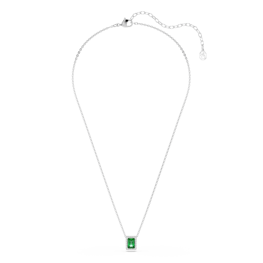 swarovski una angelic pendant  rectangular cut  pav   green  rhodium plated
