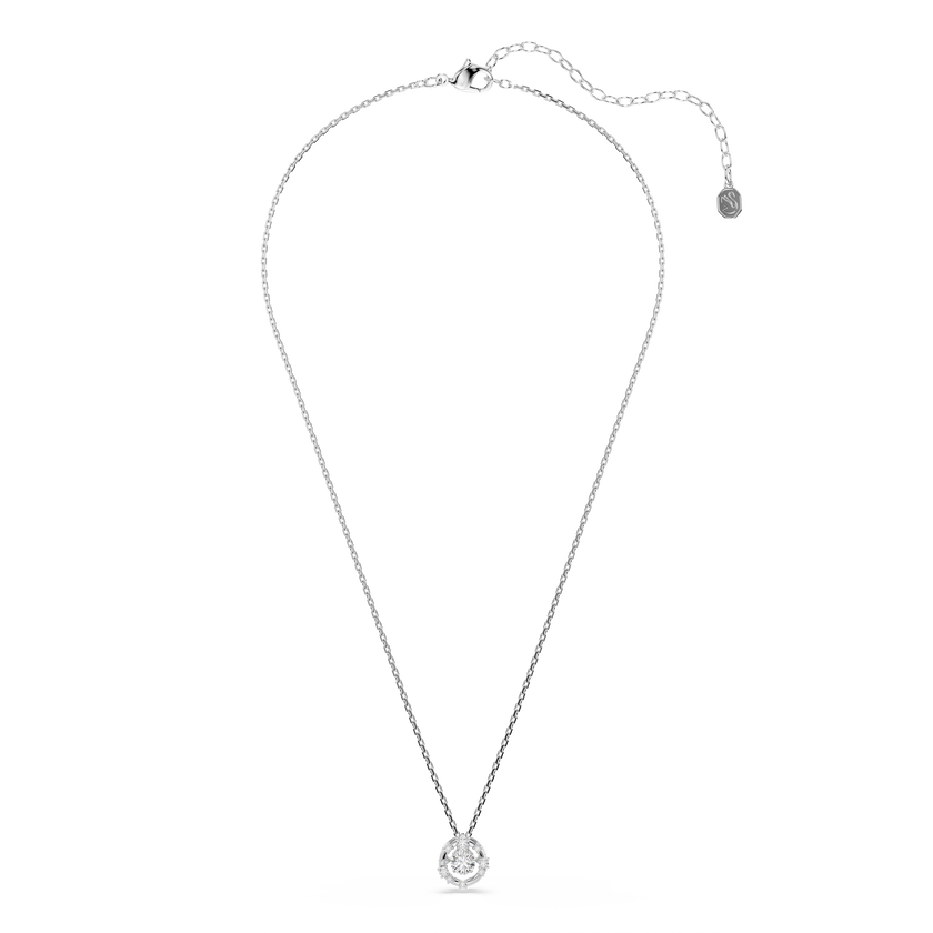 swarovski constella pendant  round cut  dancing stone  white  rhodium plated