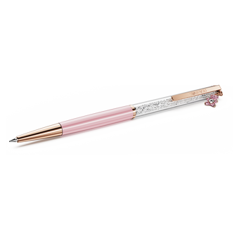 swarovski crystalline ballpoint pen  teddy  pink  pink lacquered  rose gold tone plated