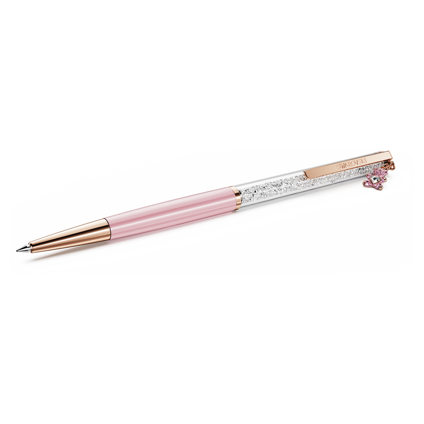 swarovski crystalline ballpoint pen  teddy  pink  pink lacquered  rose gold tone plated