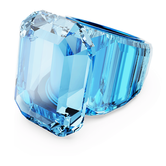 swarovski lucent cocktail ring  octagon cut  blue