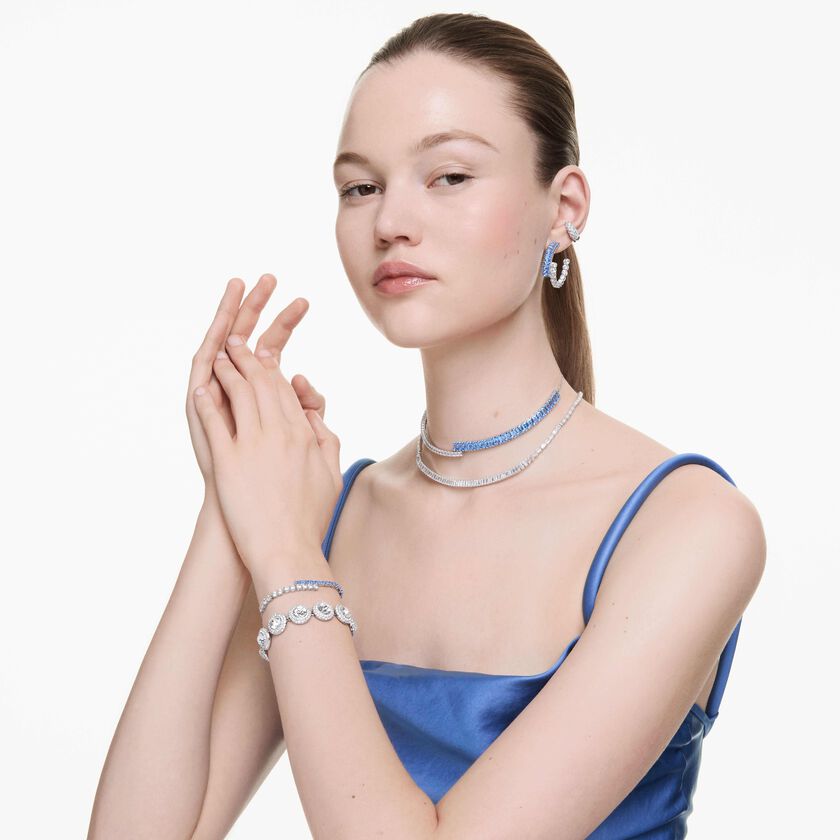 swarovski matrix choker  mixed cuts  blue  rhodium plated