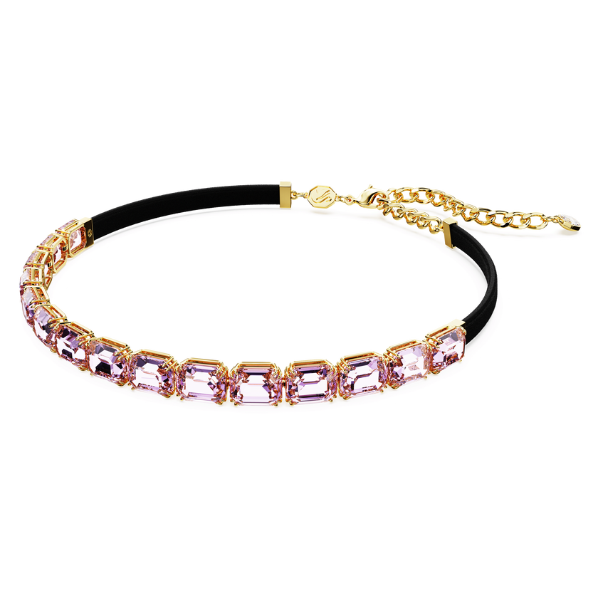 swarovski millenia tennis choker  octagon cut  purple  gold tone plated