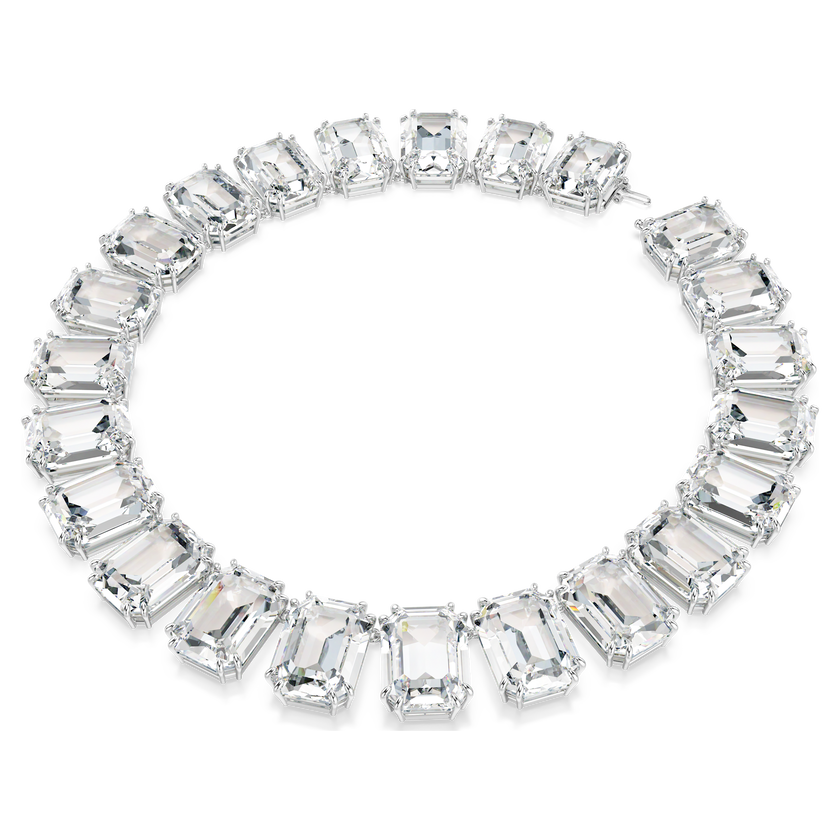 swarovski millenia tennis necklace  octagon cut  white  rhodium plated