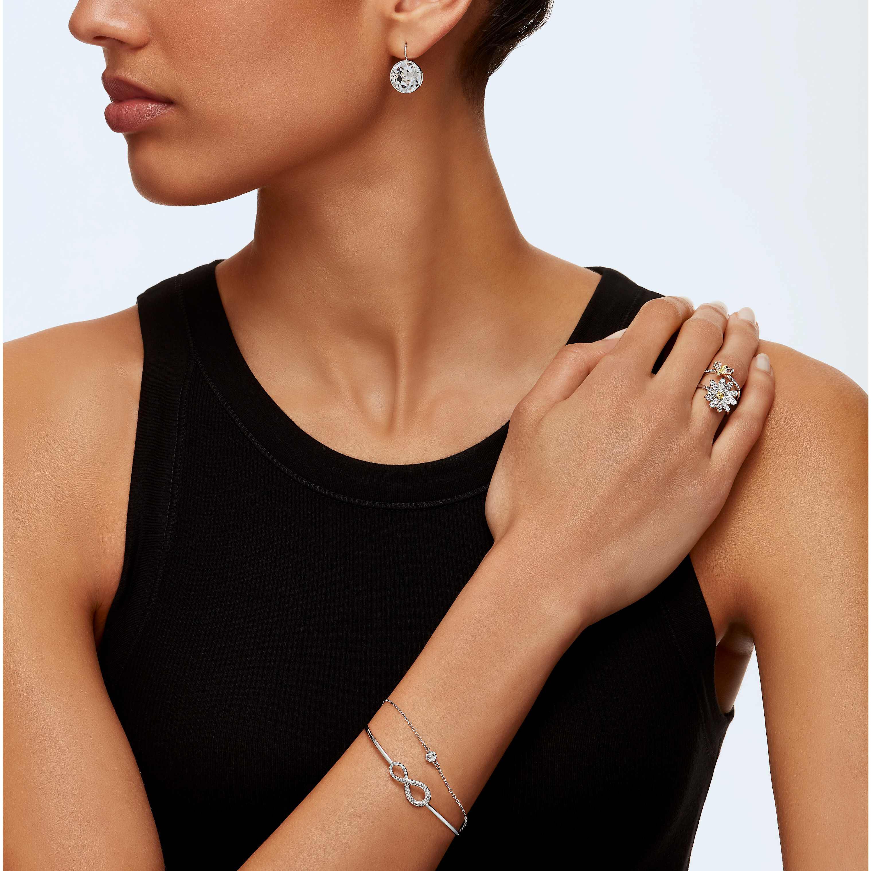 Buy Swarovski Bella Pierced Earrings White Rhodium Plated