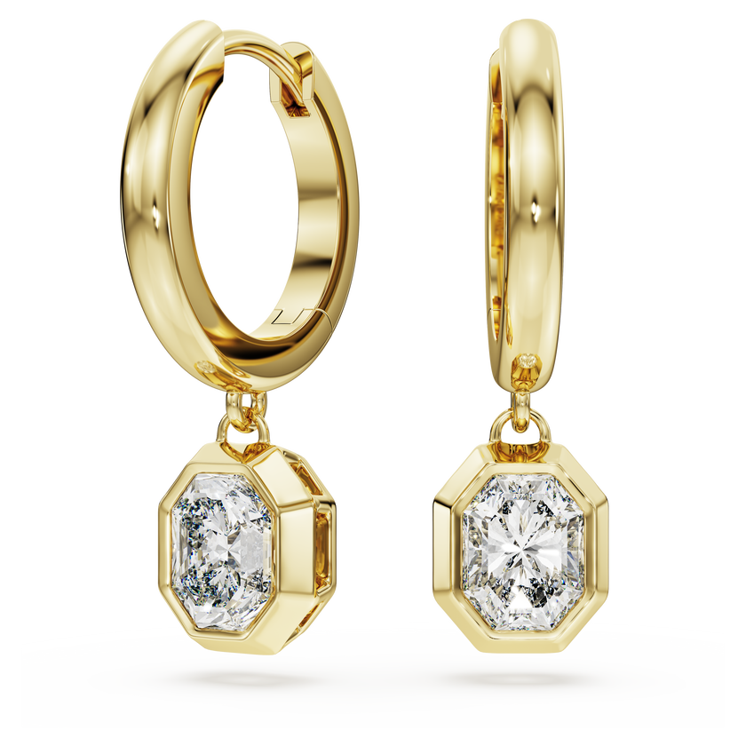 swarovski octagon drop earrings  lab grown diamonds 1 0 ct tw  octagon shape  18k yellow gold