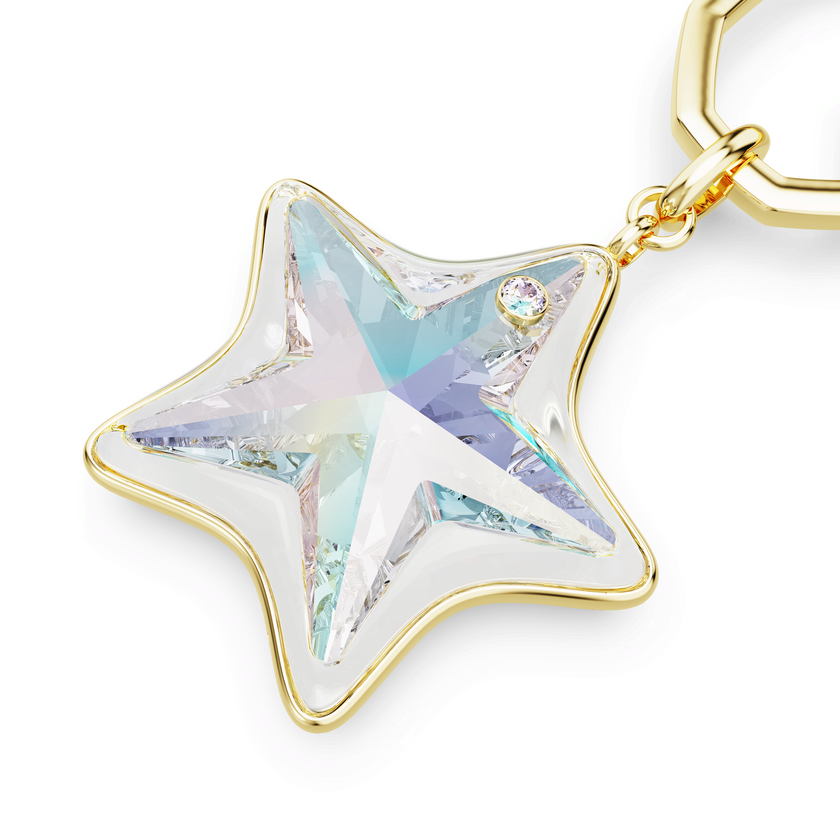 swarovski bag charm  mixed cuts  star  white  gold tone plated