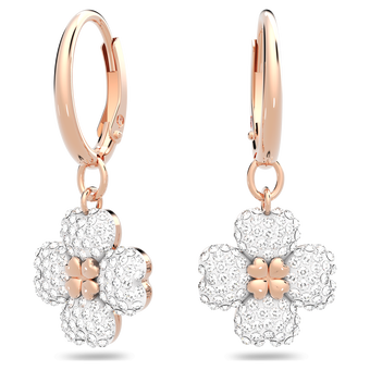 swarovski latisha drop earrings flower white rose gold tone plated