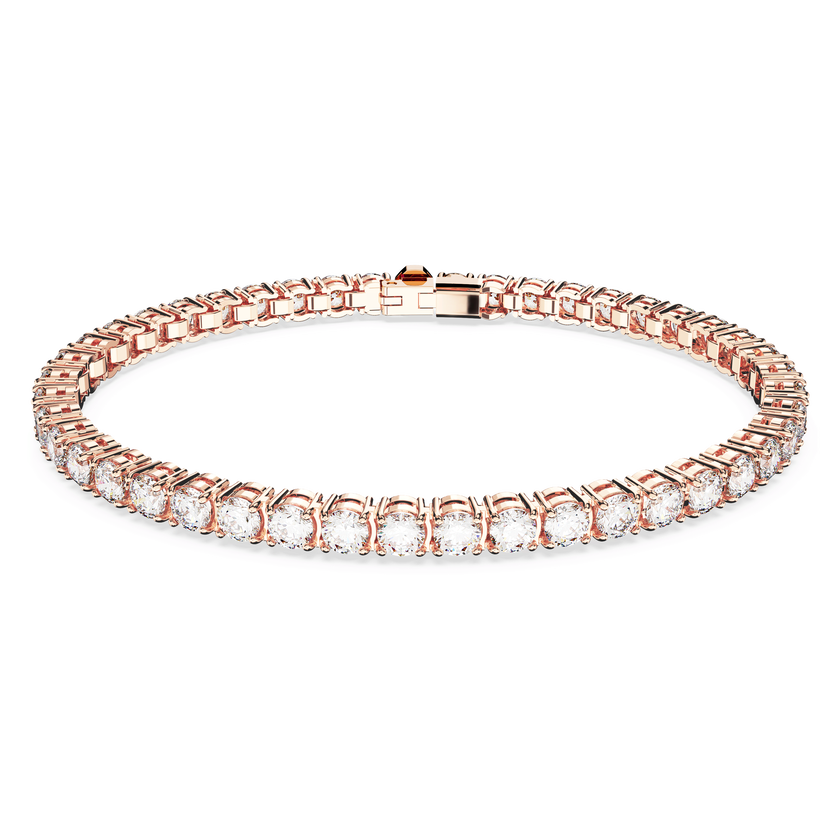 swarovski matrix tennis bracelet  round cut  white  rose gold tone plated