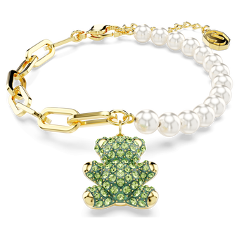 swarovski teddy bracelet bear green gold tone plated