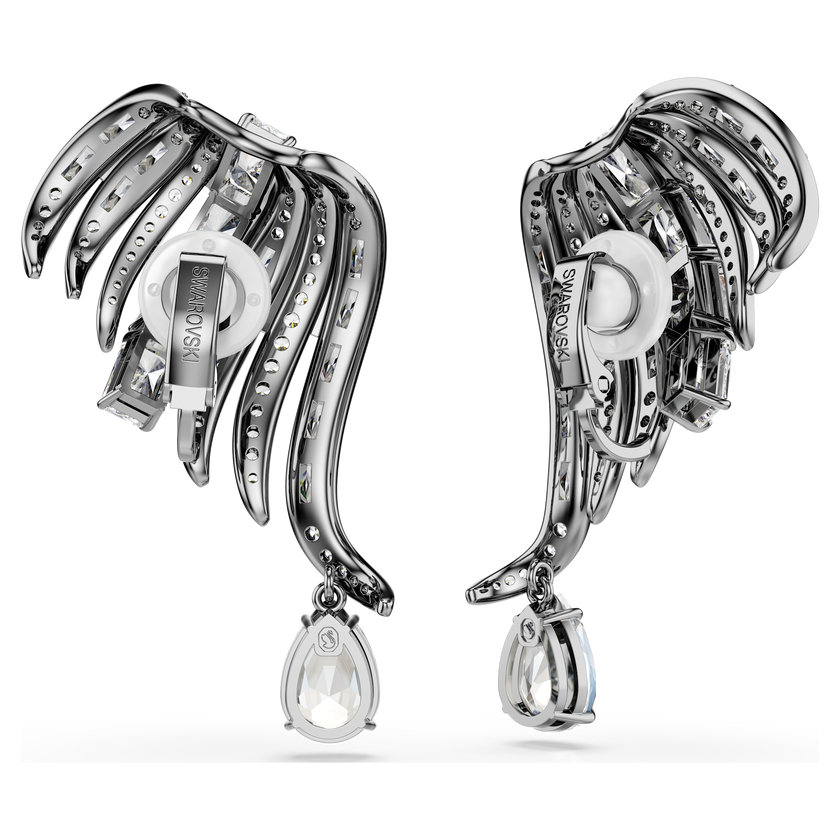 swarovski the vienna collection ear cuffs  feather  white  ruthenium plated